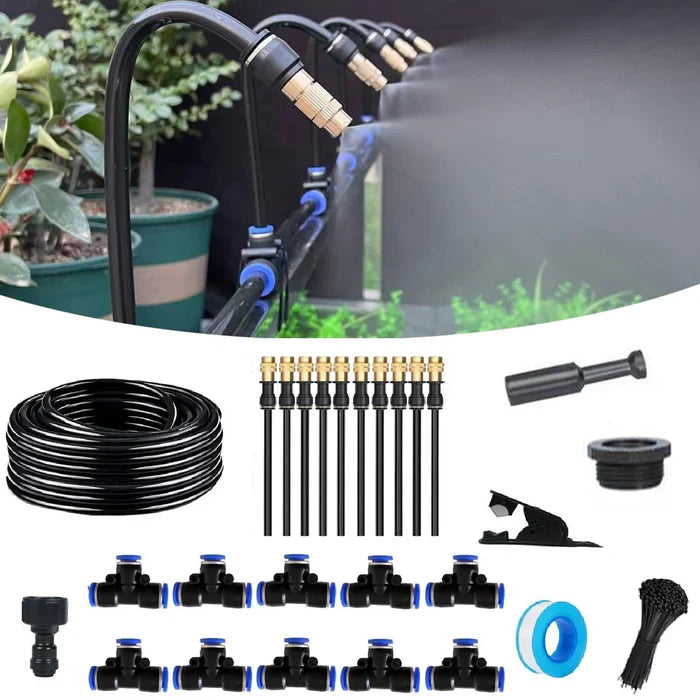 Kit de système d'irrigation par brumisation réglable pour jardin avec buses de pulvérisation