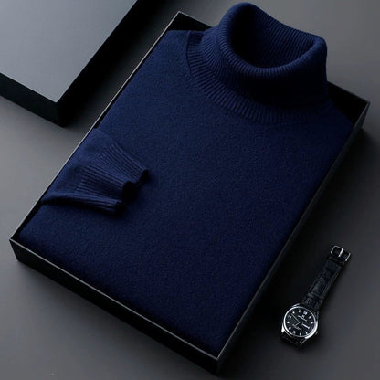 Pull col roulé chaud doublé polaire pour homme