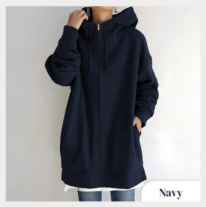 Pull à capuche zippé automne/hiver pour femme