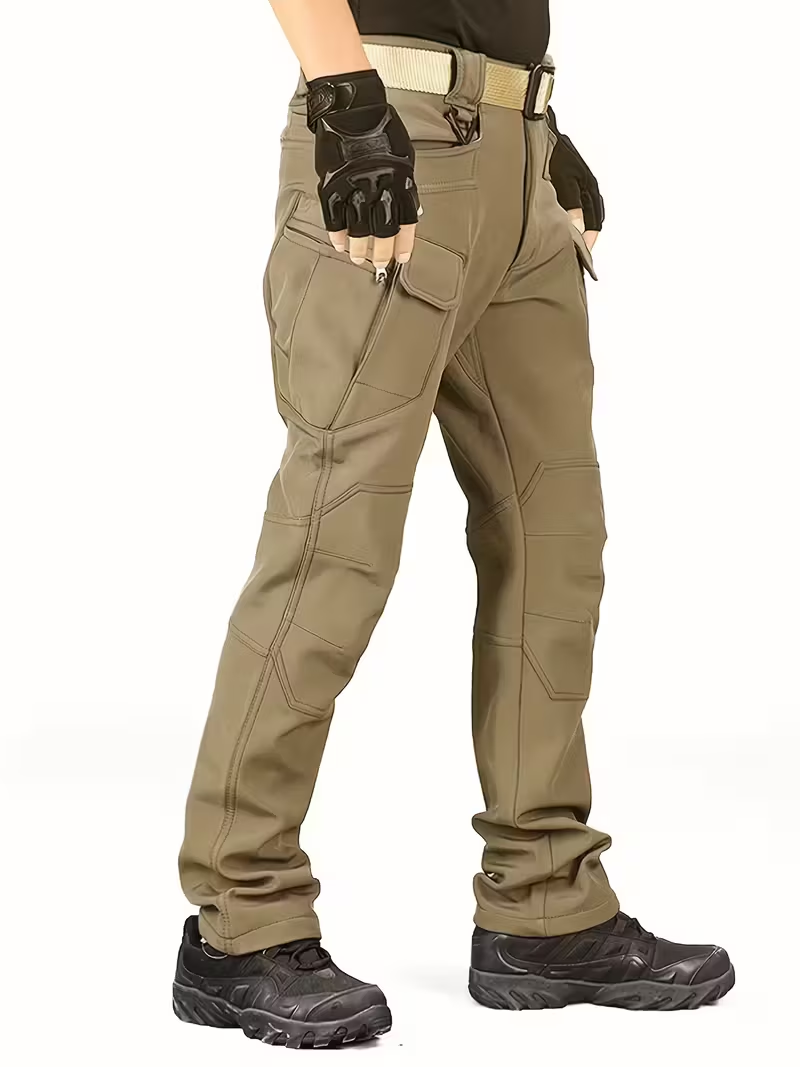 Pantalon cargo tactique d'hiver pour homme, doublé polaire