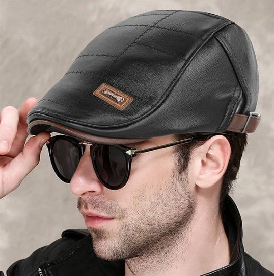Béret vintage pour homme effet cuir