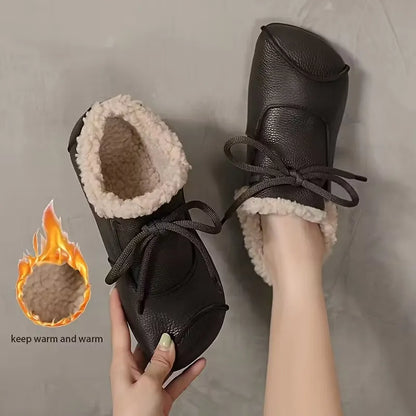 Chaussures pour femmes doublées chaudes et imperméables en simili cuir