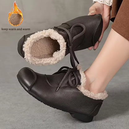 Chaussures pour femmes doublées chaudes et imperméables en simili cuir