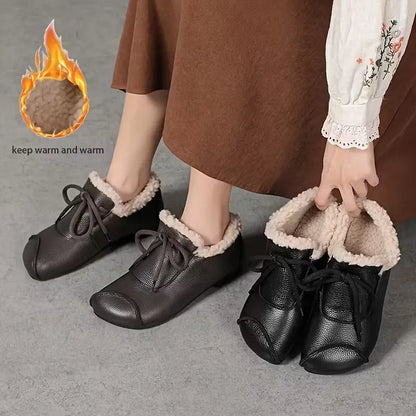 Chaussures pour femmes doublées chaudes et imperméables en simili cuir