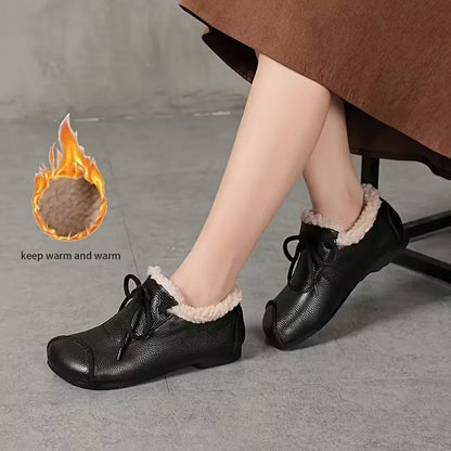 Chaussures pour femmes doublées chaudes et imperméables en simili cuir