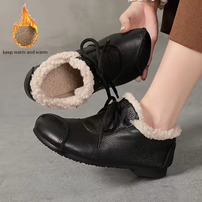 Chaussures pour femmes doublées chaudes et imperméables en simili cuir