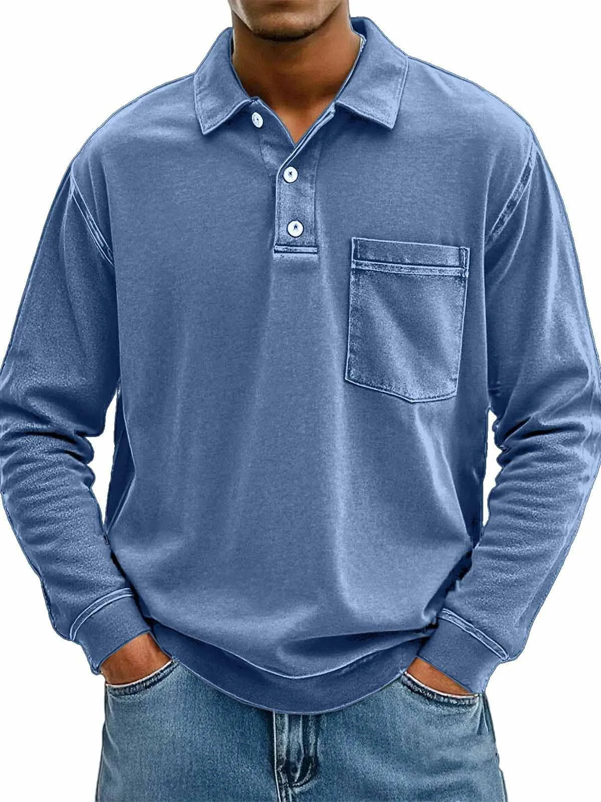 Chemise à manches longues pour homme avec poches