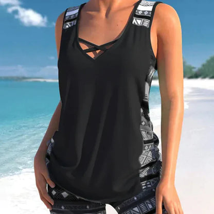 Ensemble Maillot de Bain Tankini Imprimé pour Femme