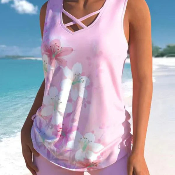 Ensemble Maillot de Bain Tankini Imprimé pour Femme