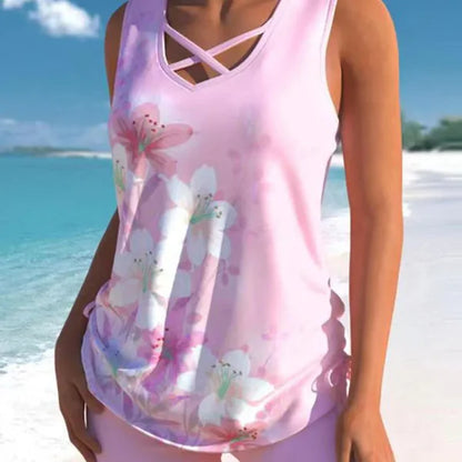 Ensemble Maillot de Bain Tankini Imprimé pour Femme