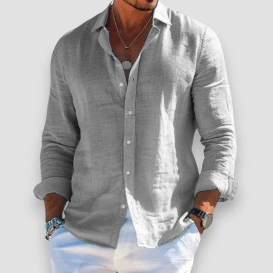 Chemise Boutonnée Légère en Lin pour Homme