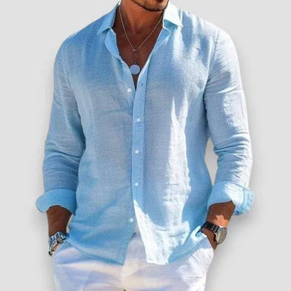 Chemise Boutonnée Légère en Lin pour Homme