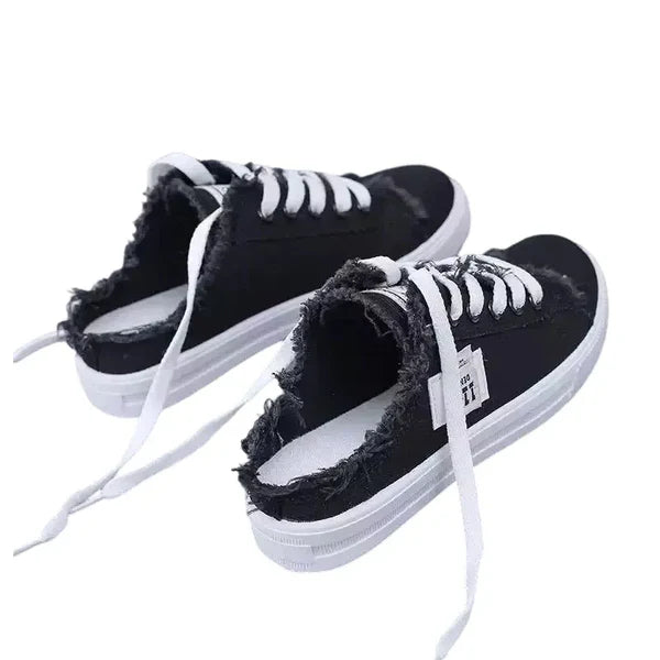 Baskets Mules en Jean Effiloché pour Femme