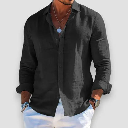 Chemise Boutonnée Légère en Lin pour Homme
