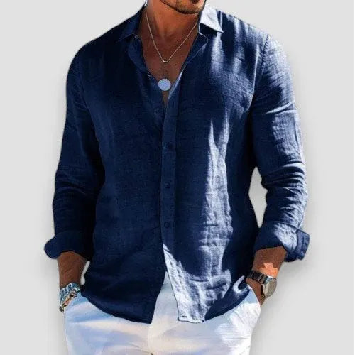 Chemise Boutonnée Légère en Lin pour Homme