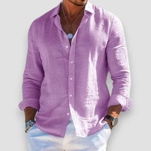 Chemise Boutonnée Légère en Lin pour Homme