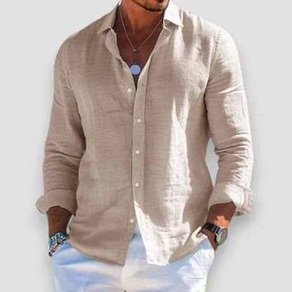 Chemise Boutonnée Légère en Lin pour Homme