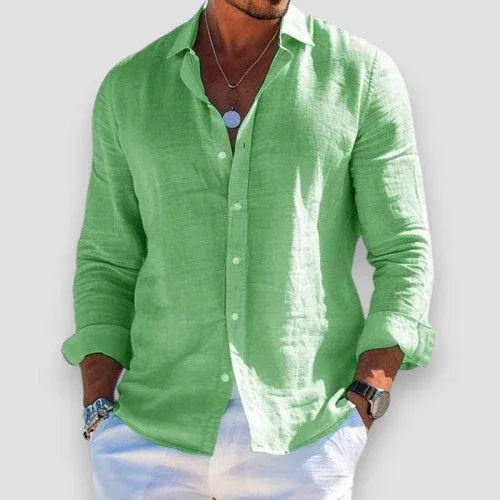 Chemise Boutonnée Légère en Lin pour Homme