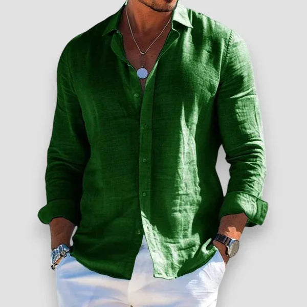 Chemise Boutonnée Légère en Lin pour Homme