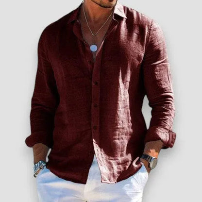 Chemise Boutonnée Légère en Lin pour Homme