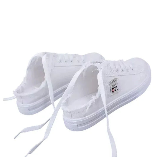Baskets Mules en Jean Effiloché pour Femme