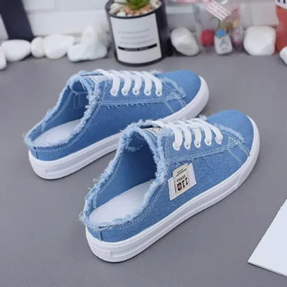 Baskets Mules en Jean Effiloché pour Femme