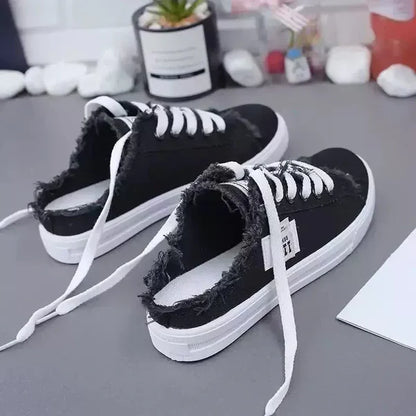 Baskets Mules en Jean Effiloché pour Femme
