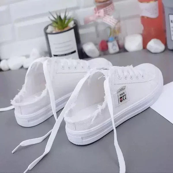 Baskets Mules en Jean Effiloché pour Femme