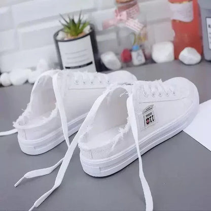 Baskets Mules en Jean Effiloché pour Femme