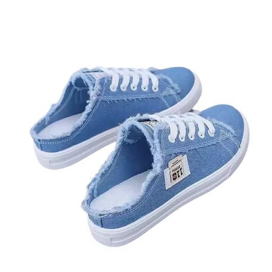 Baskets Mules en Jean Effiloché pour Femme