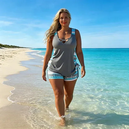 Ensemble Maillot de Bain Tankini Imprimé pour Femme