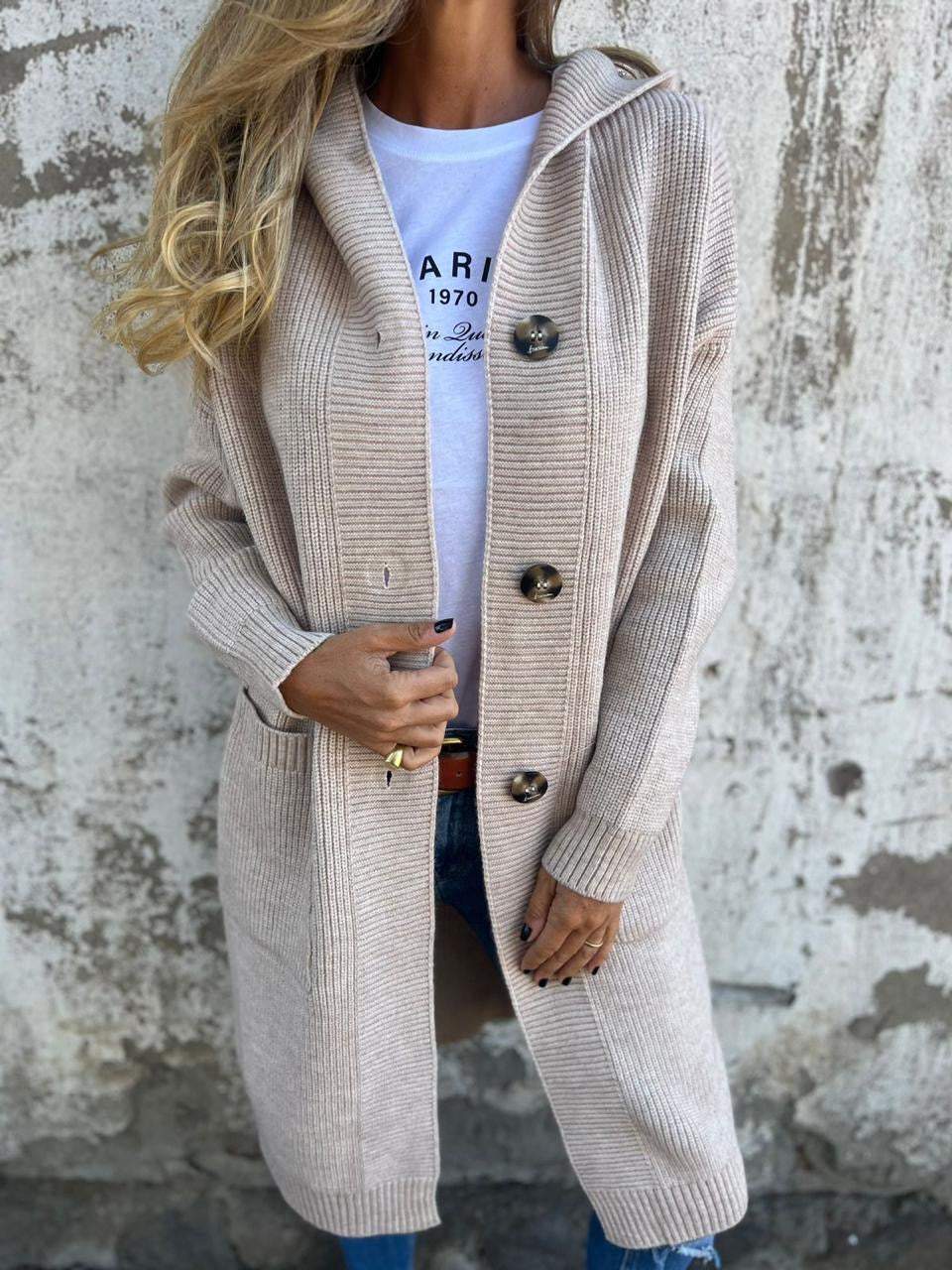 Gilet long classique en maille pour femme