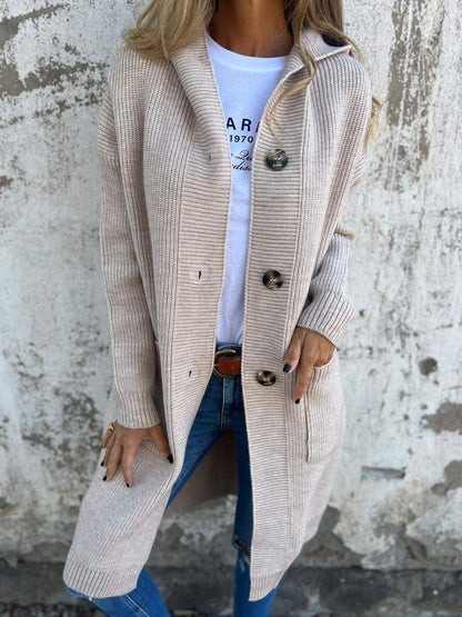 Gilet long classique en maille pour femme