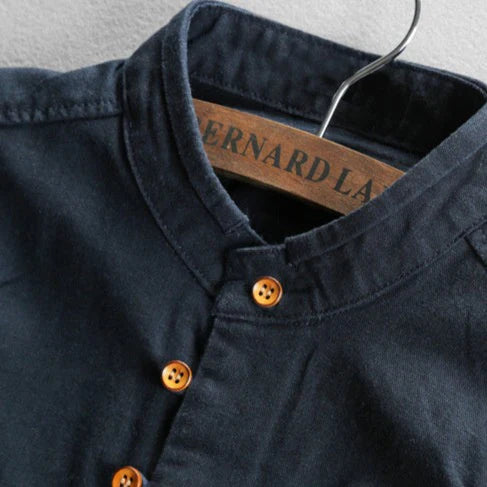 Chemise décontractée pour homme en lin mélangé d'inspiration japonaise