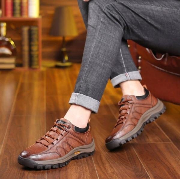 Chaussures de marche effet cuir résistantes à l’humidité pour hommes