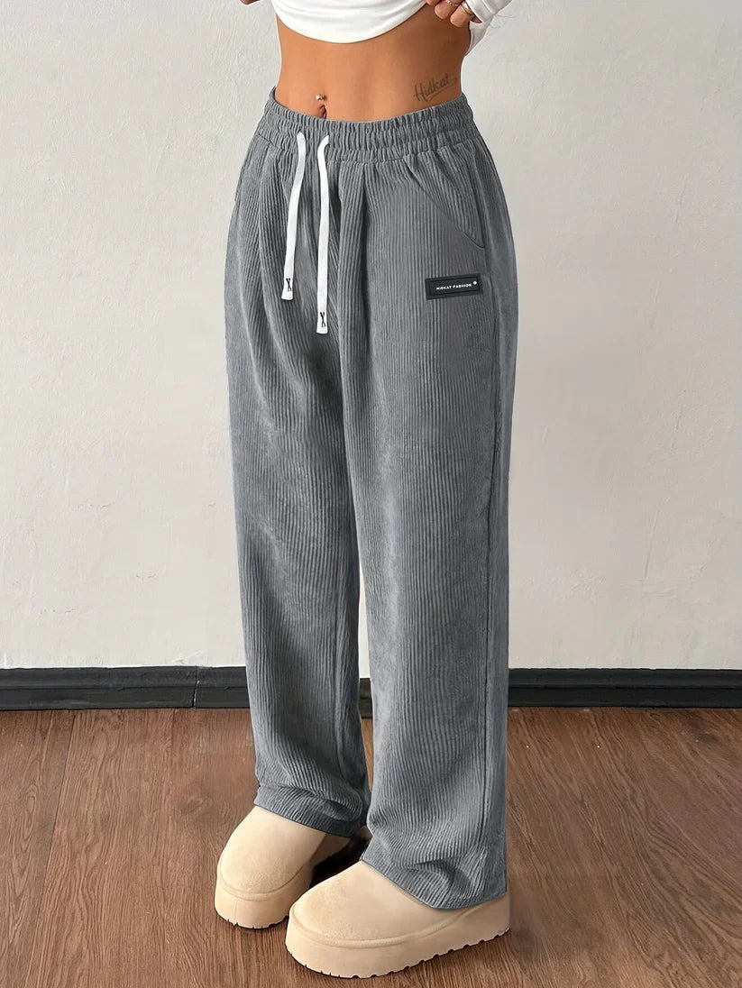 Pantalon large en velours côtelé côtelé pour femme