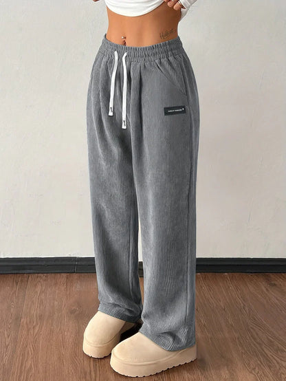 Pantalon large en velours côtelé côtelé pour femme