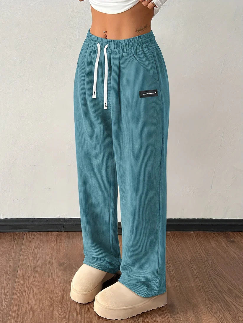 Pantalon large en velours côtelé côtelé pour femme