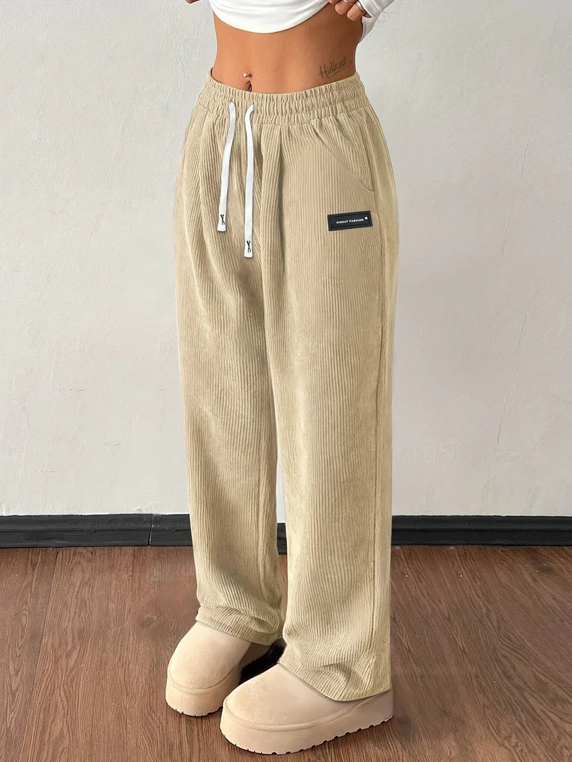 Pantalon large en velours côtelé côtelé pour femme