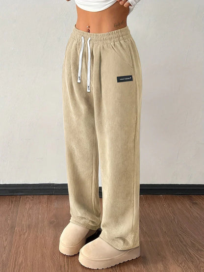 Pantalon large en velours côtelé côtelé pour femme