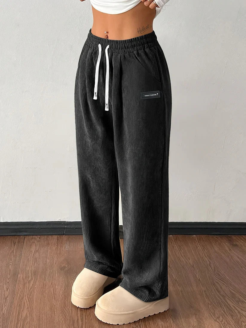 Pantalon large en velours côtelé côtelé pour femme