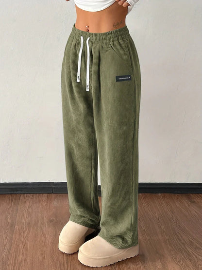 Pantalon large en velours côtelé côtelé pour femme