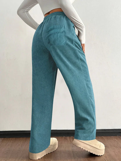 Pantalon large en velours côtelé côtelé pour femme