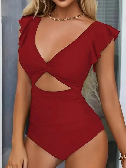 Maillot de bain une pièce gainant ventre plat à décolleté en V pour femme
