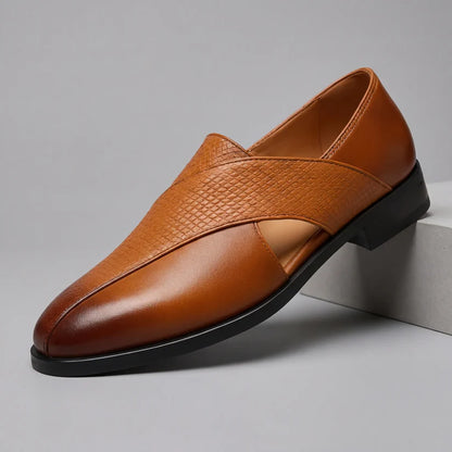 Mocassins à Brides Croisées en Effet Cuir pour Hommes