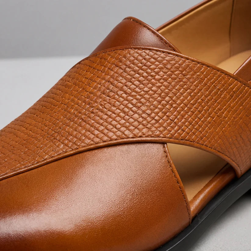 Mocassins à Brides Croisées en Effet Cuir pour Hommes