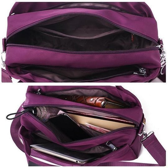 Sac bandoulière antivol multipoches en nylon pour femme