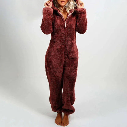 Combinaison pyjama à capuche en peluche