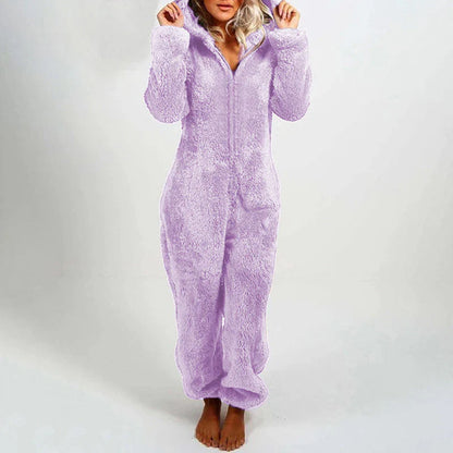 Combinaison pyjama à capuche en peluche