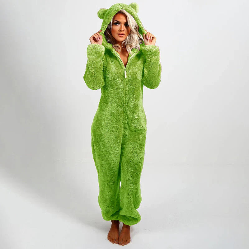 Combinaison pyjama à capuche en peluche